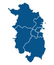 Outline blue map of Dublin